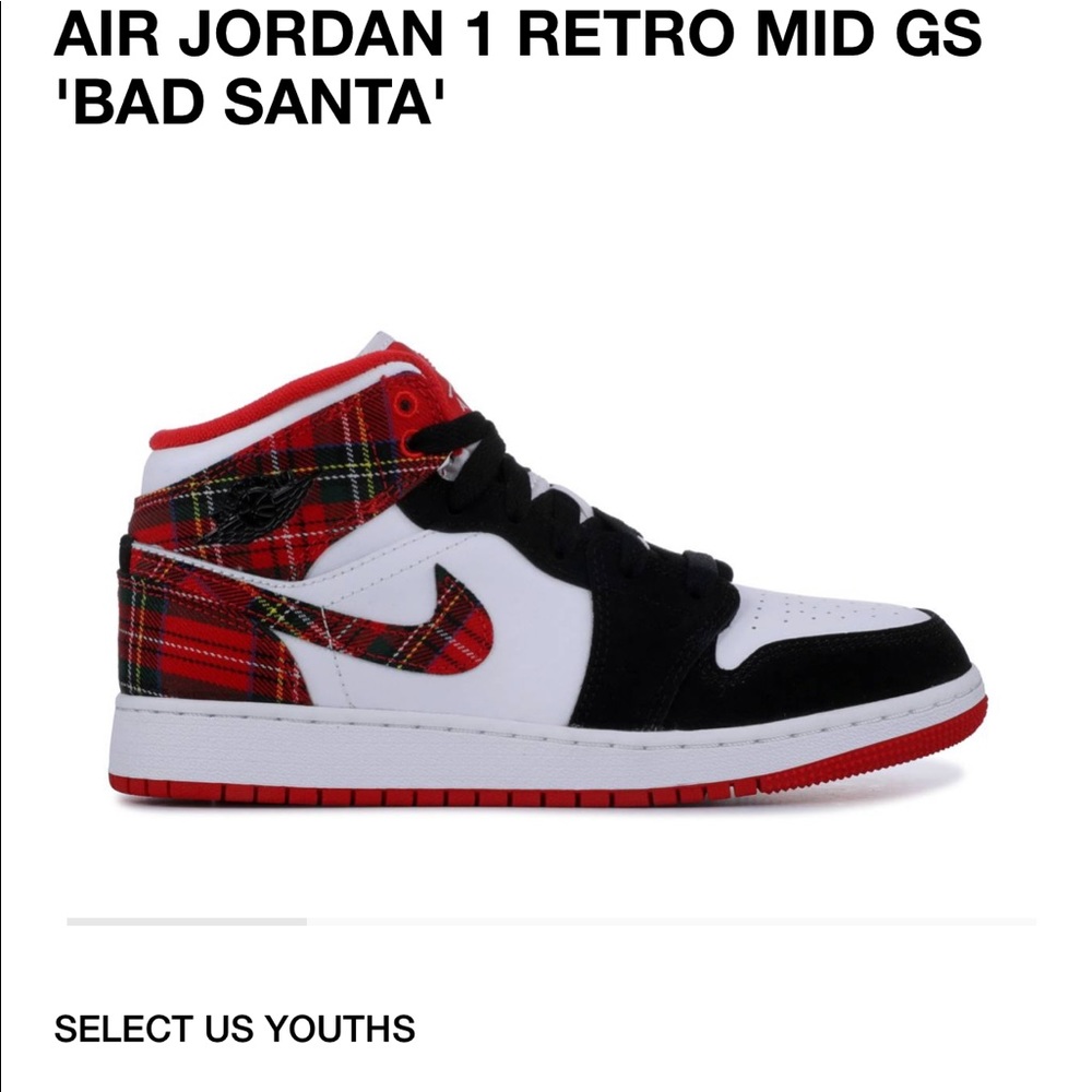 Kids retro bad Santa plaid jordans sz 2